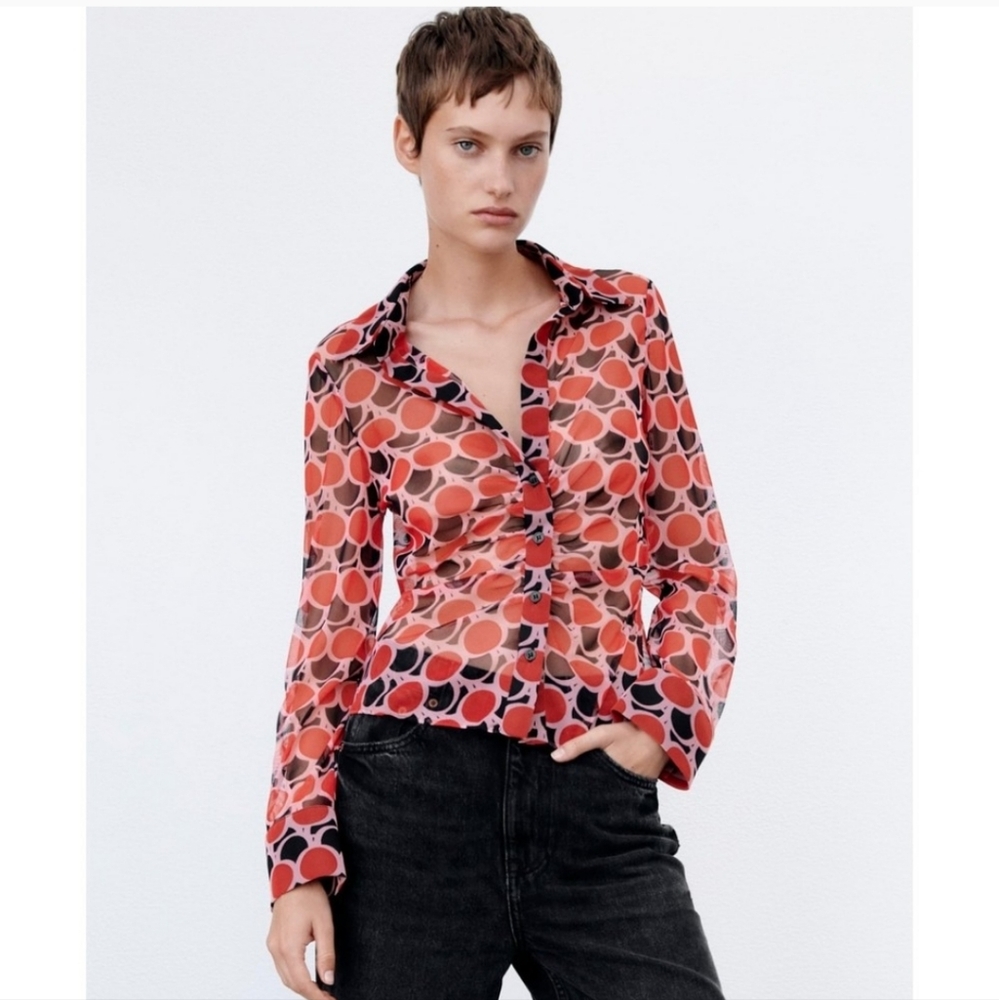 100% Polyester Long-sleeve Blouse